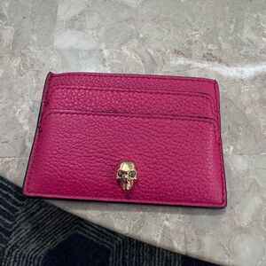 Alexander McQueen skull, Card Case Pink, And Gold hardware